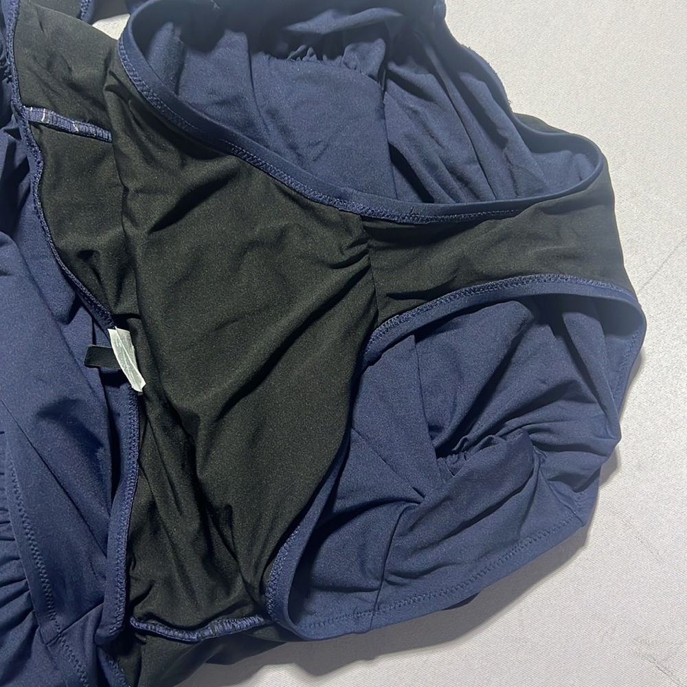 J crew one piece swimsuit navy blue size 12 flattering fit halter top - Picture 5 of 5